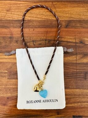 Roxanne Assoulin Happy Cord Charm Necklace - Gold and Cloud Mini Puffy Hearts